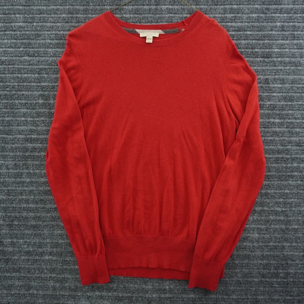 Burberry Brit Sweater Mens L Red Cashmere Cotton Nova Check Shoulder Pullover